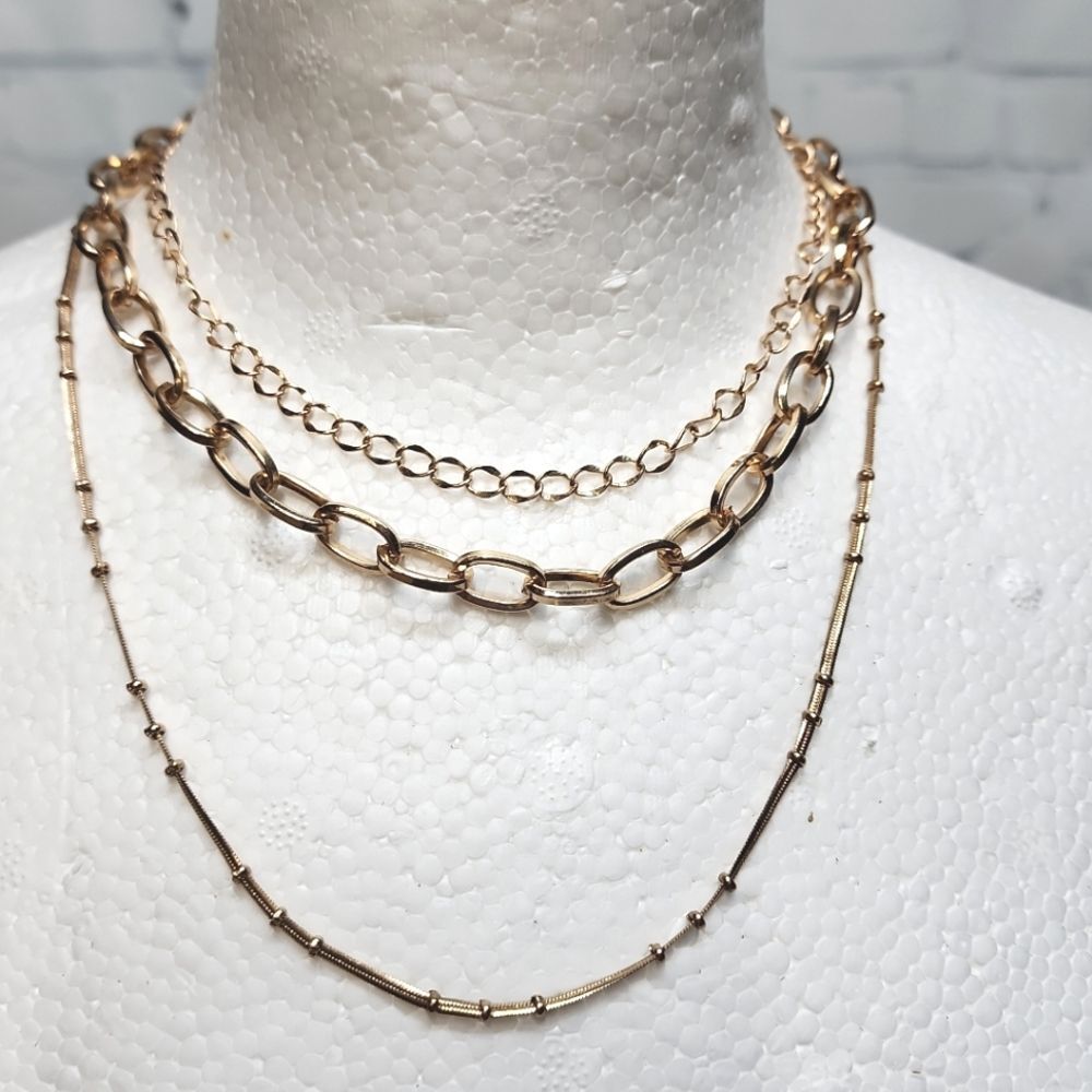 Gold colored multilayer choker chain
